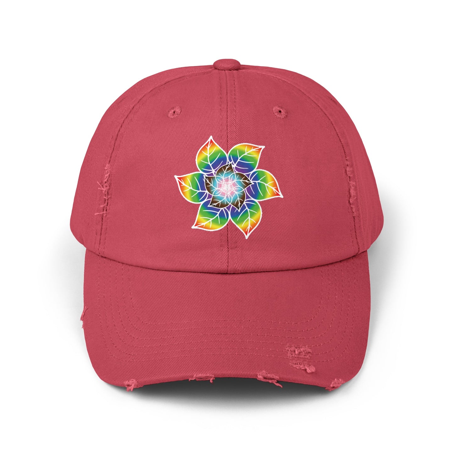 Flower Leaf Pride Distressed Cap