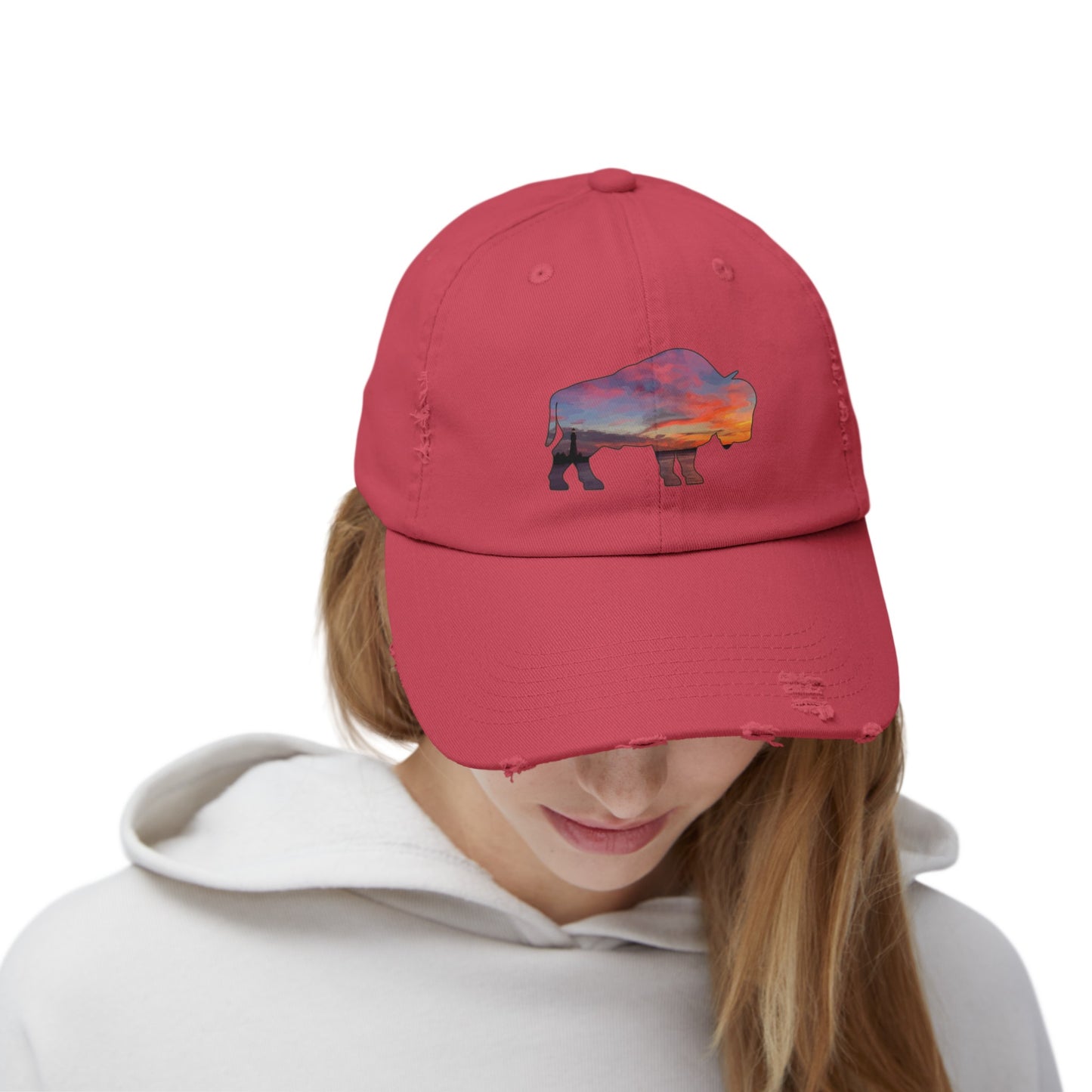 Buffalo Waterfront Sunset Distressed Cap