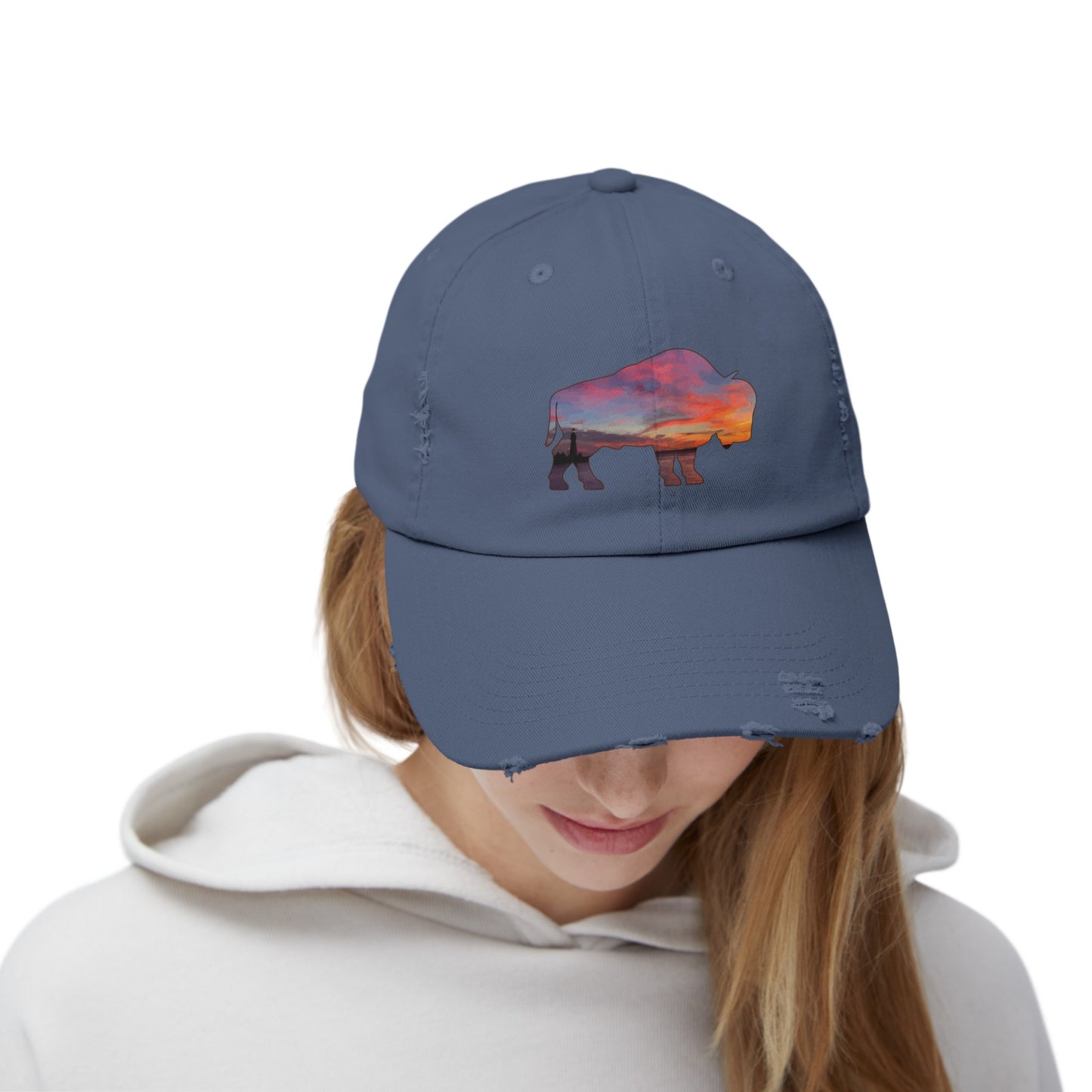 Buffalo Waterfront Sunset Distressed Cap