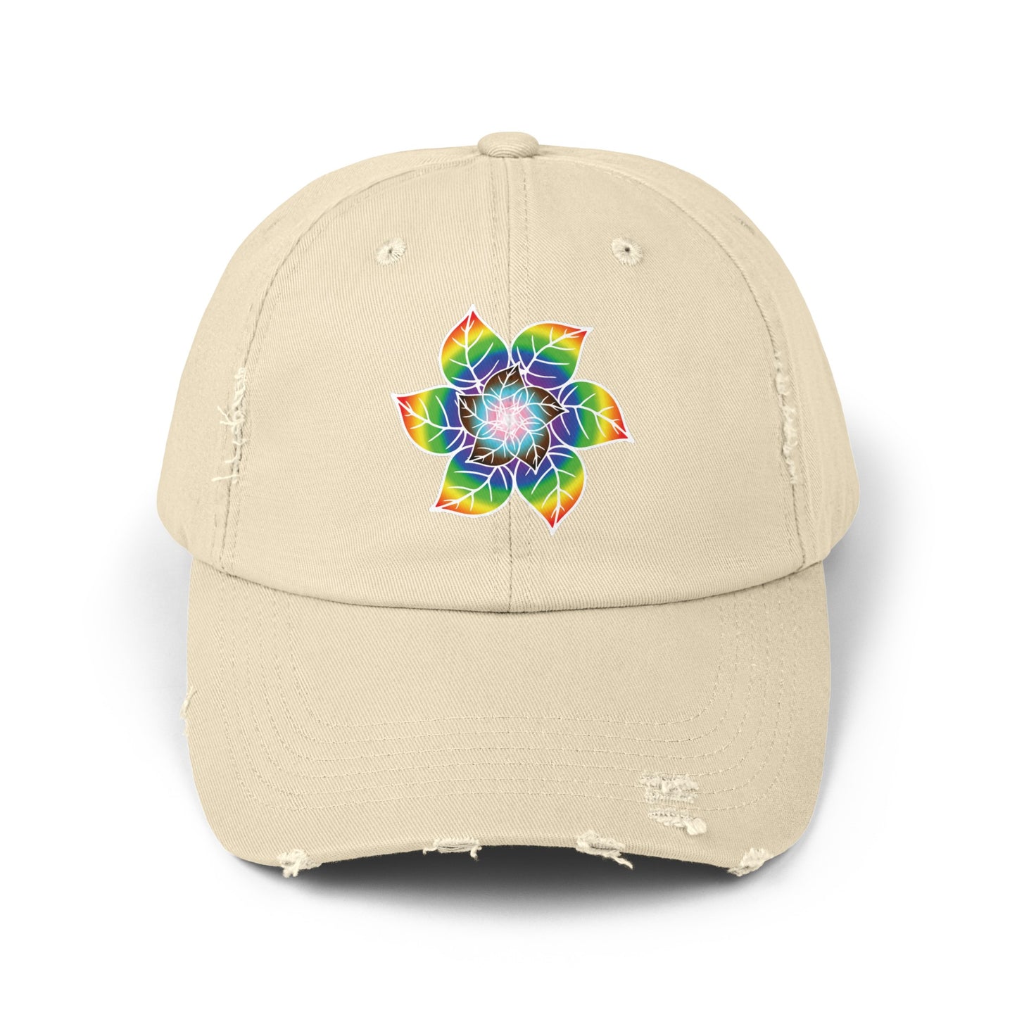 Flower Leaf Pride Distressed Cap