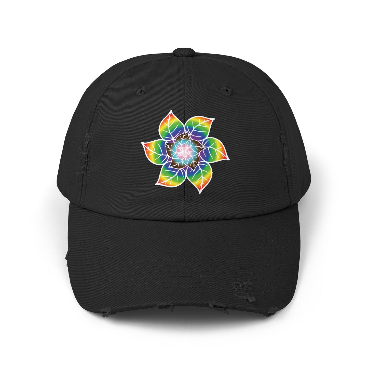 Flower Leaf Pride Distressed Cap