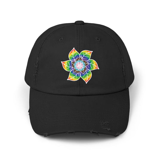 Flower Leaf Pride Distressed Cap