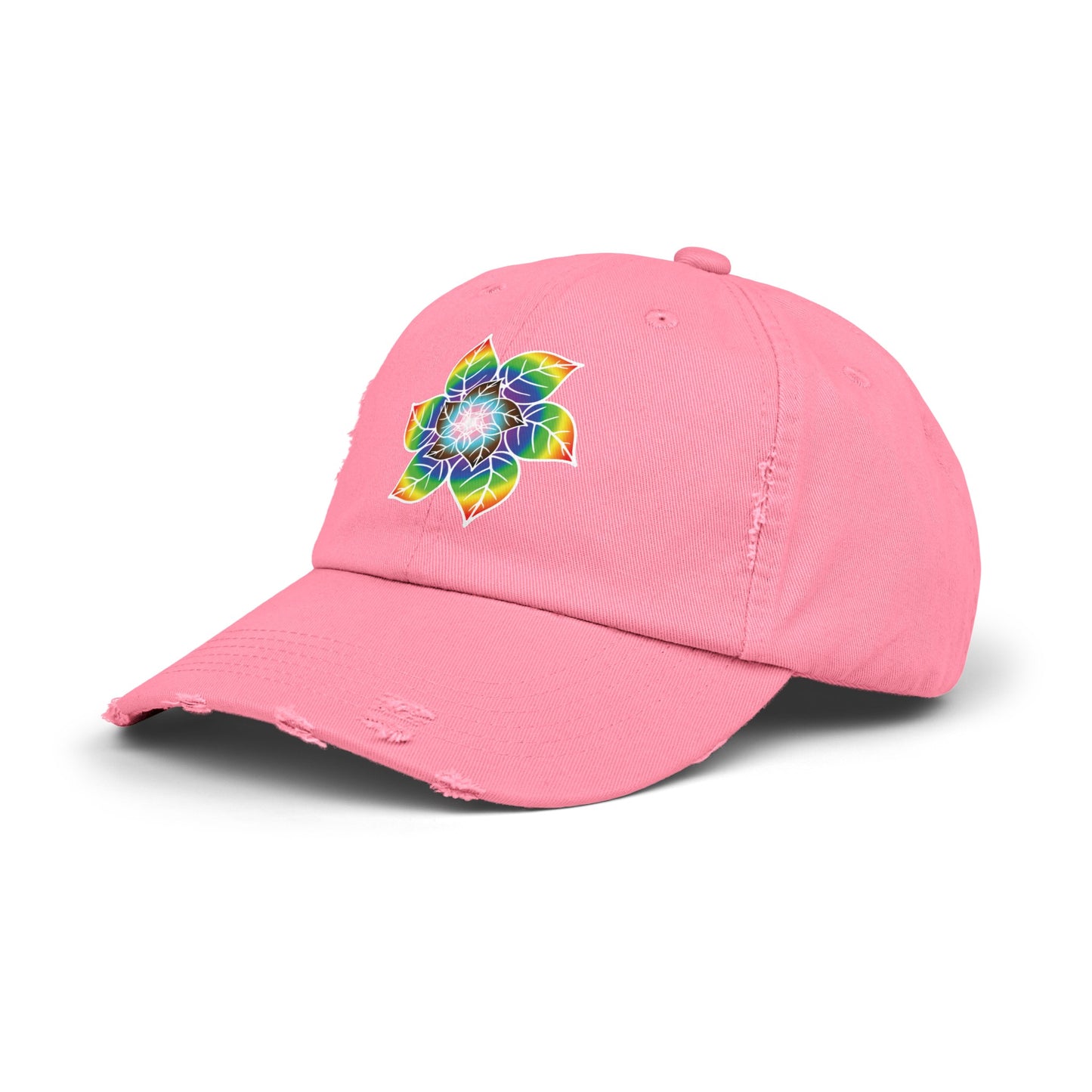 Flower Leaf Pride Distressed Cap