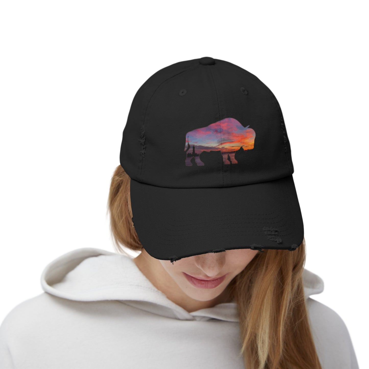 Buffalo Waterfront Sunset Distressed Cap