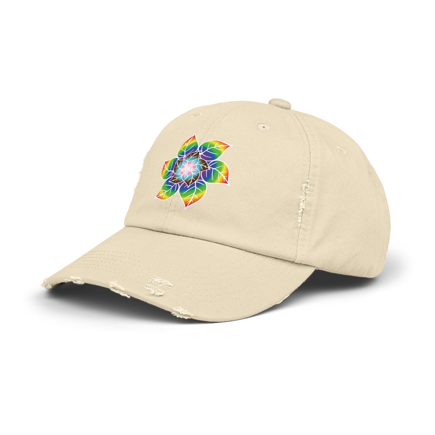 Flower Leaf Pride Distressed Cap