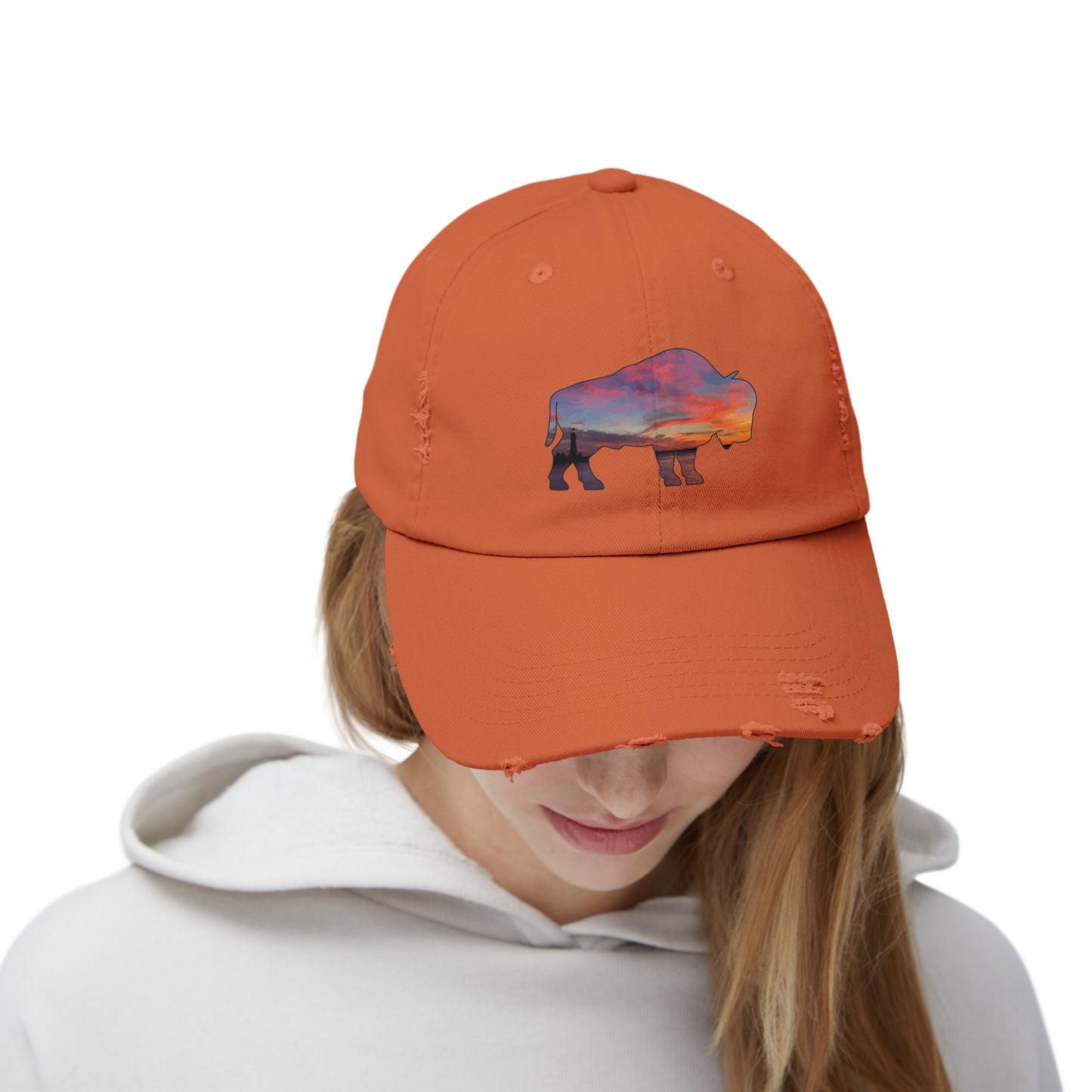 Buffalo Waterfront Sunset Distressed Cap