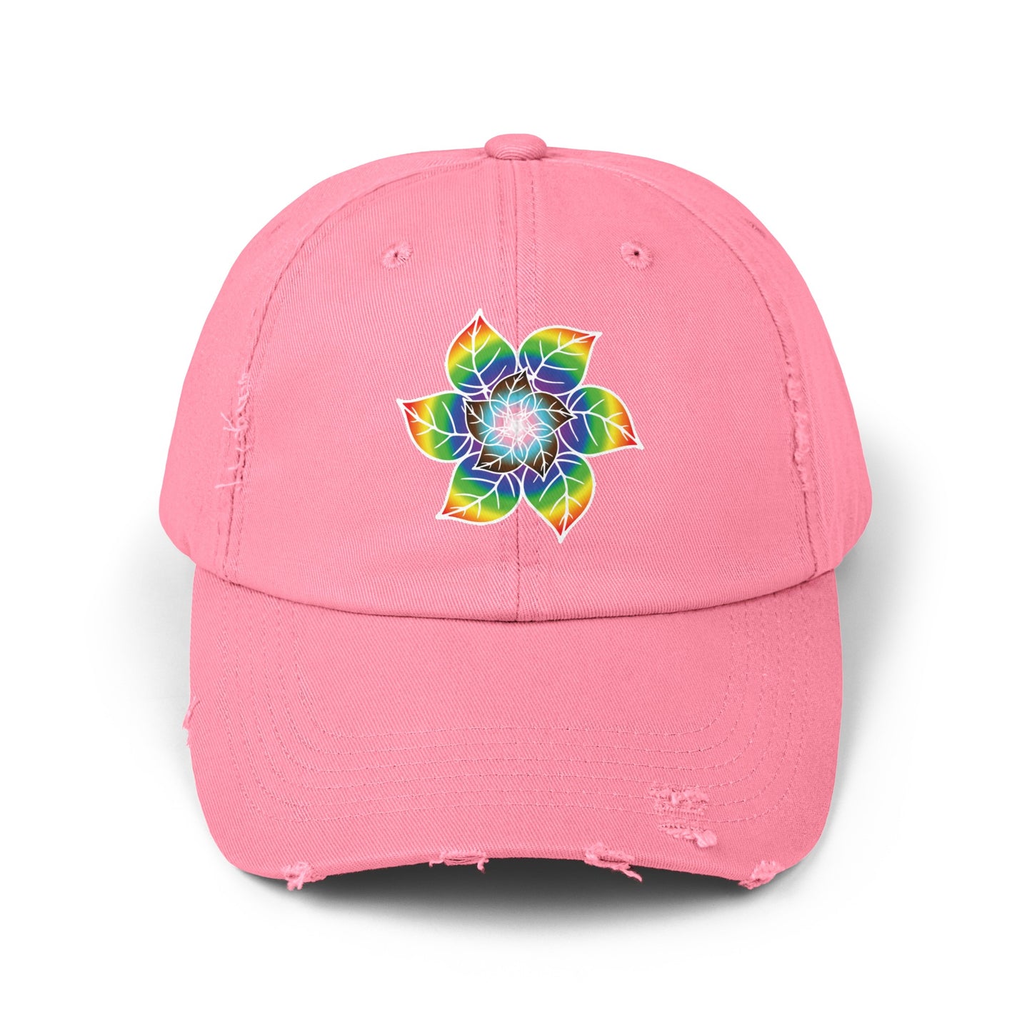 Flower Leaf Pride Distressed Cap